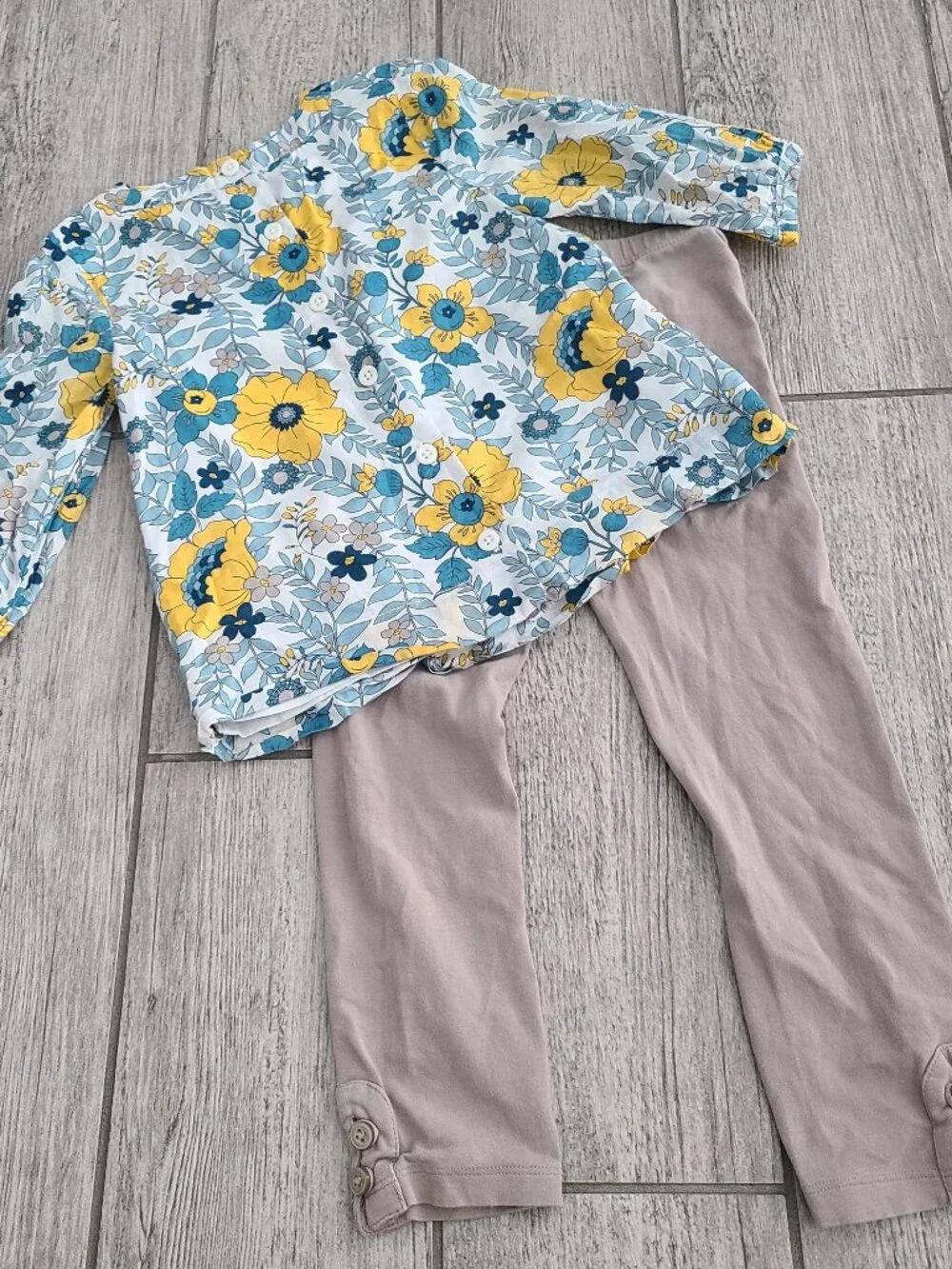 Janie and Jack Girls Fall Floral Tunic Top & Leggings Set Blue Yellow Girls 4T